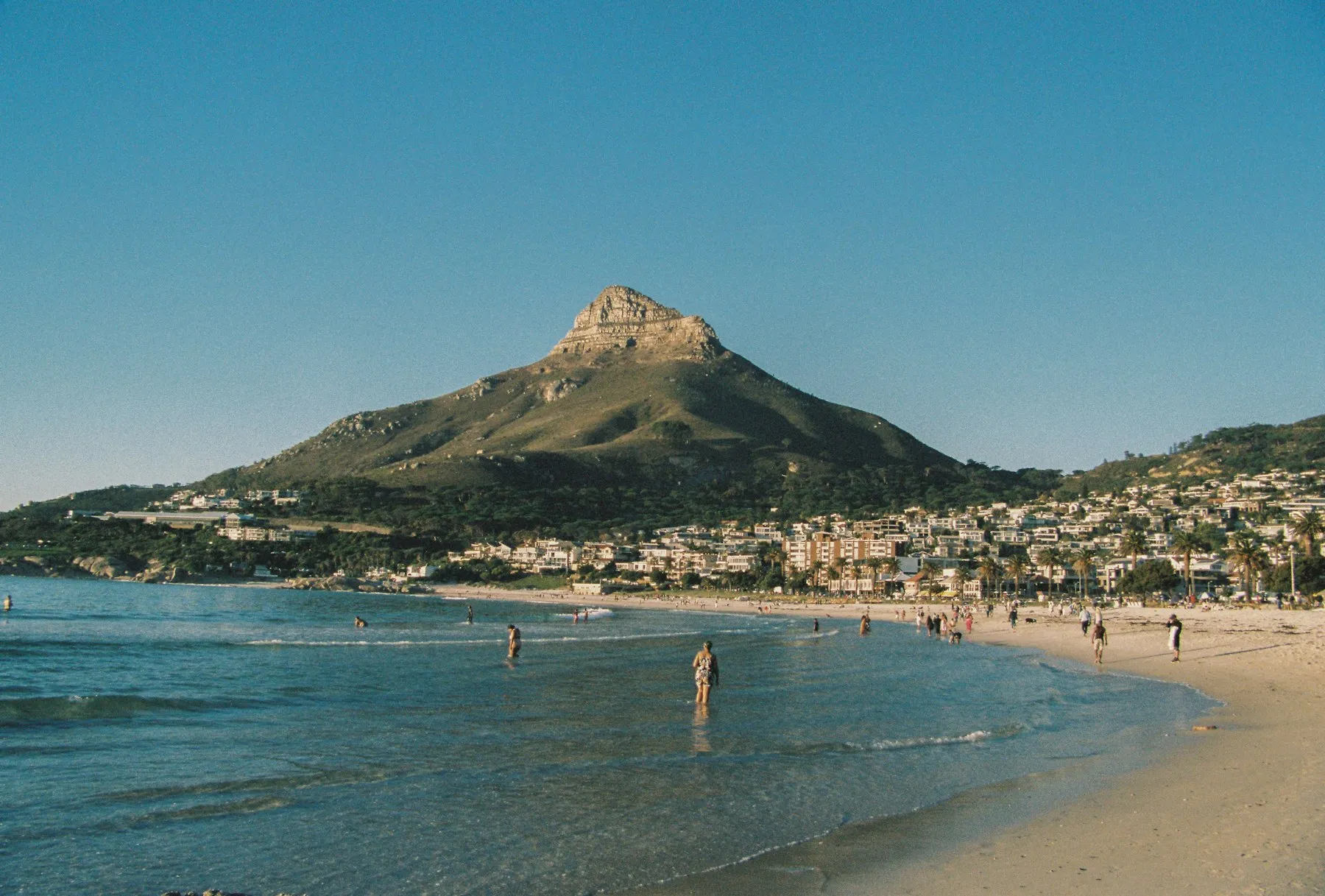 Camps Bay beach with Lion Head behind it