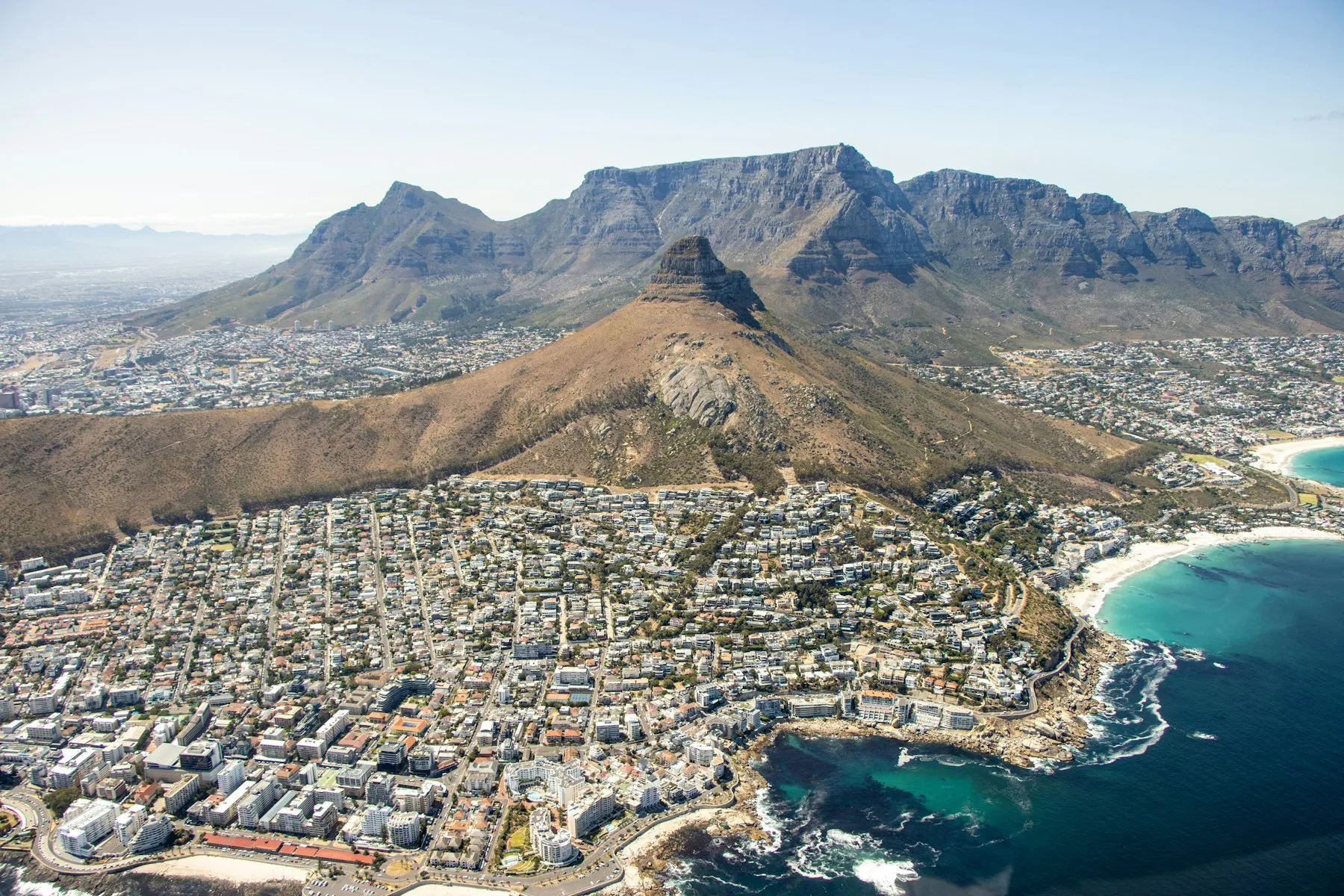 Aerial view of the Atlantic Seaboard apartment blocks below Lion Head